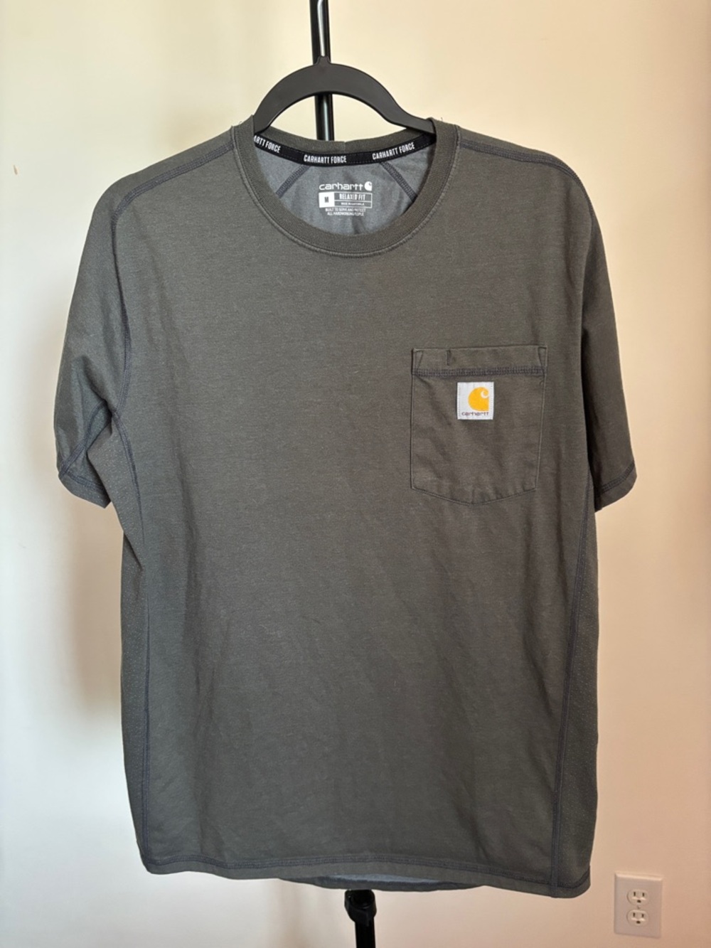 Carhartt Grey Short Sleeve Pocket Tee with Logo Patch